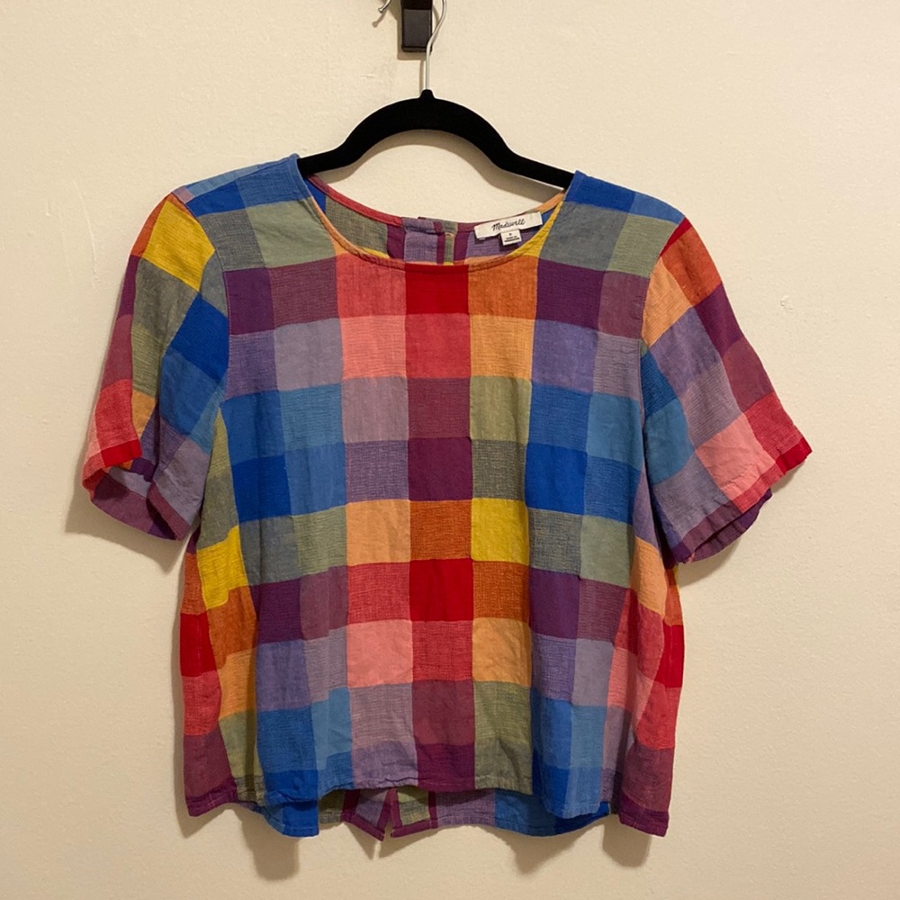 Madewell cropped cotton/linen top